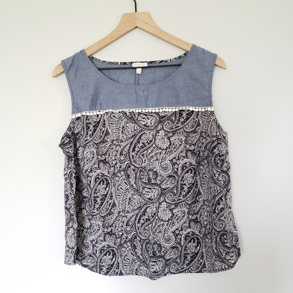 Talbot's Rayon Sleeveless Tank Top Navy Blue Paisley Shell Blouse Sz 1X - Picture 5 of 5